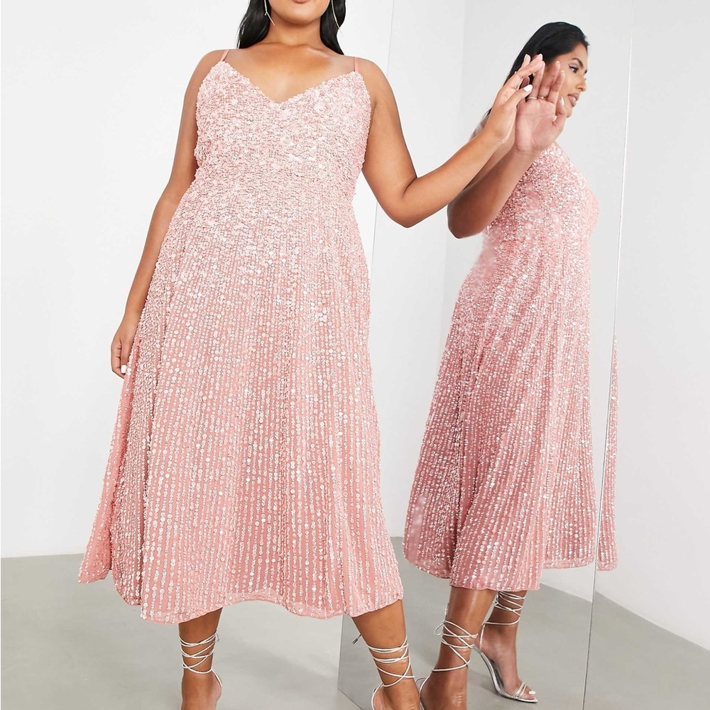NWT ASOS DESIGN Bridesmaid Curve Embellished Cami Midi Dress Size 20